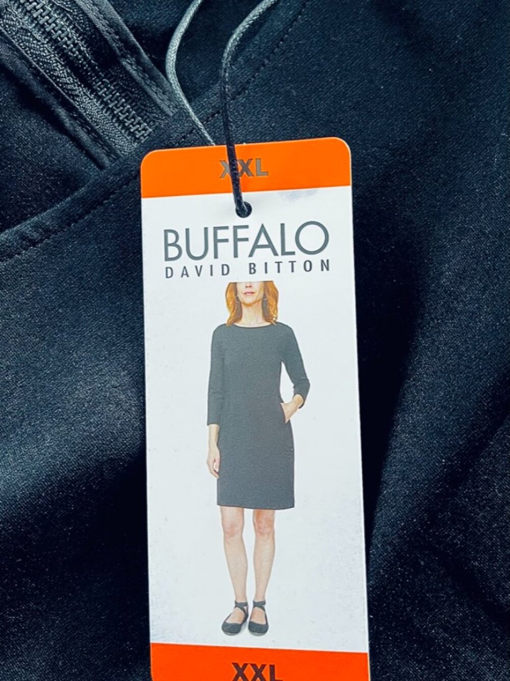 Basic Black Ponte Dress w/pockets! BUFFALO Size XXL 3/4 Sleeve NWT